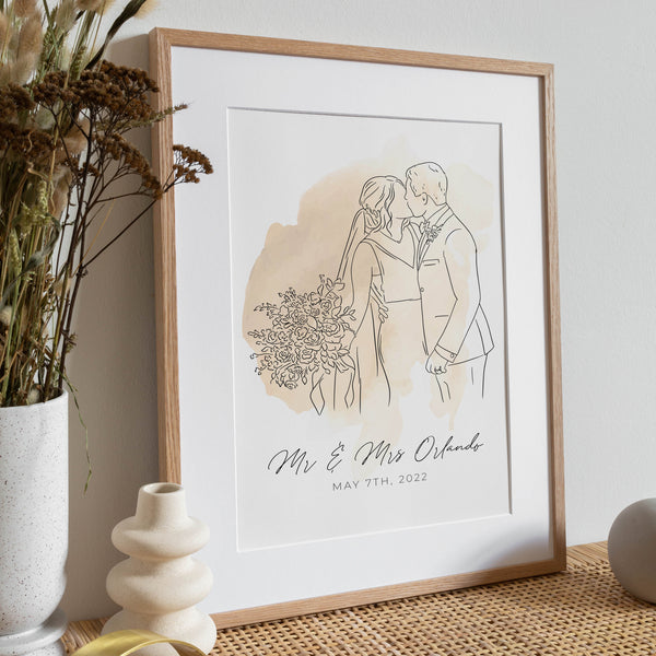 Custom Line Portrait (With colour/text)