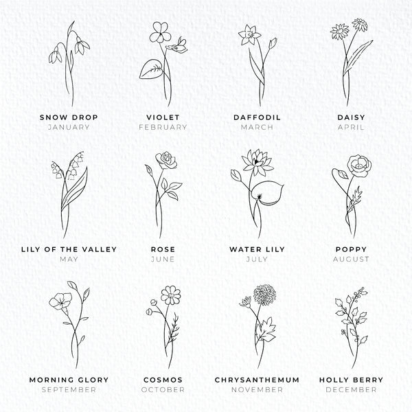 Birth Flower Line Art