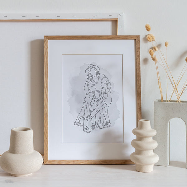 Custom Line Portrait (With colour/text)